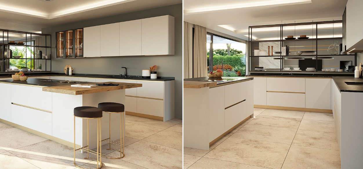 Cocina blanca con isla

La luz y claridad destacan en este ambiente que evoca un estilo luminoso y moderno. A la hora de elegir un color para nuestra cocina, casi siempre pensamos en el blanco. El blanco es un color que potencia la luminosidad, da una gran sensación de amplitud, nunca pasará de moda y facilita la combinación con otros colores para la decoración de la estancia.

La isla será el centro de tu cocina.

Si disponemos de suficiente espacio en la estancia, disponer de una isla en el centro de la misma será un acierto. Su distribución permite movimientos cómodos alrededor de la misma y favorece la funcionalidad en la cocina.